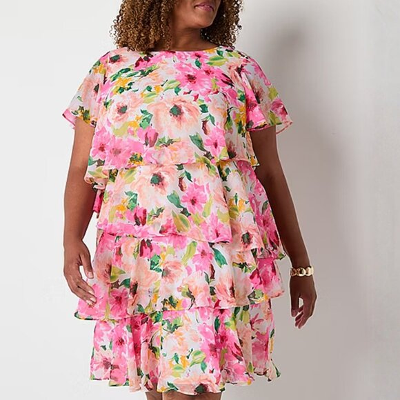 Jessica Howard Tiered Floral Dress 3X NWT - Picture 1 of 10
